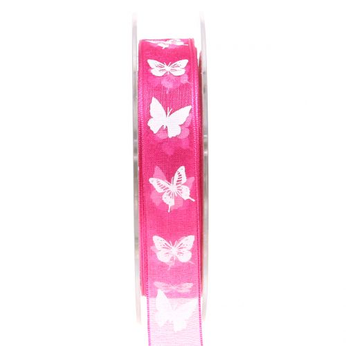 Floristik21 Organzaband Schmetterling Pink 15mm 20m