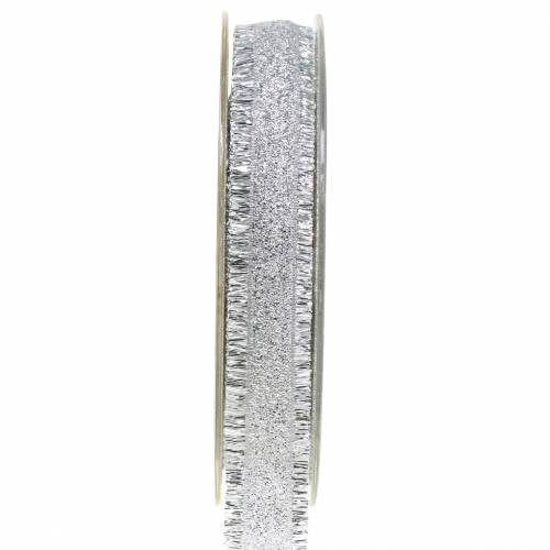 Deko Band Silber mit Fransen 15mm 15m