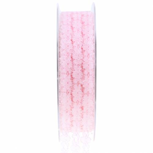 Floristik21 Spitzenband Rosa 20mm 20m