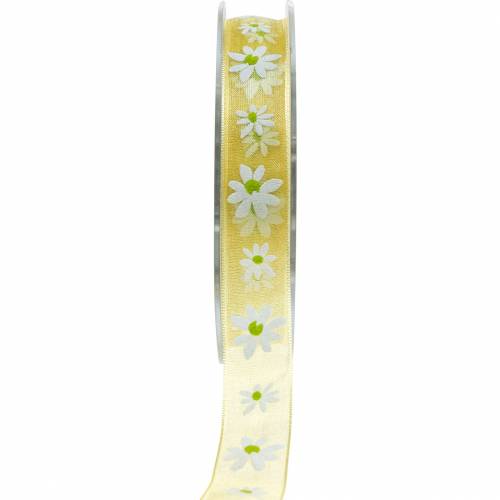 Organzaband Gelb Blümchen 15mm Stoffband Dekorband Sommerdeko 20m Organzaband Gelb Blümchen 15mm Stoffband Dekorband Sommerdeko 20m