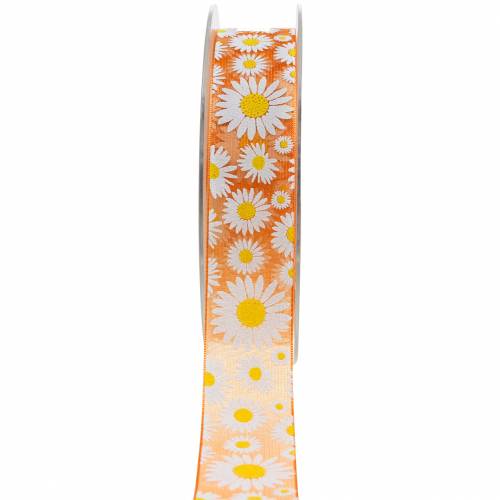 Organzaband Orange mit Blumen 25mm Dekoband Schmuckband 20m Organzaband Orange mit Blumen 25mm Dekoband Schmuckband 20m