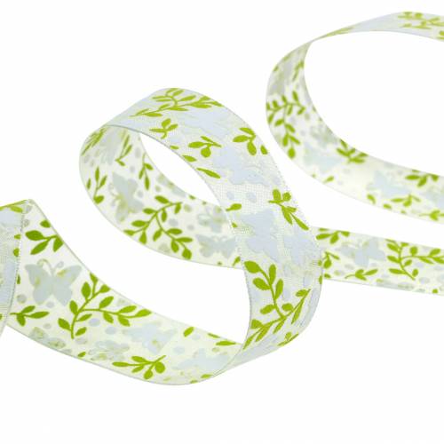 Deko Band mit Schmetterlingen 25mm Grün Organzaband Geschenkband 20m