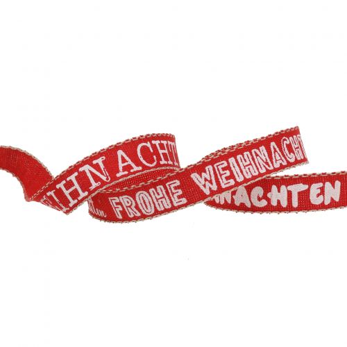 Artikel Band mit Spruch "Weihnachten"  Rot 15mm 15m