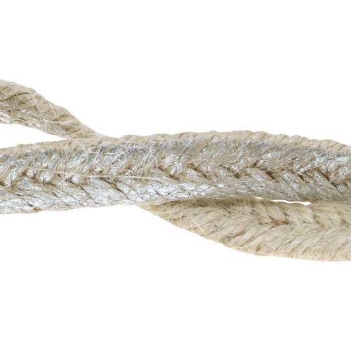 Floristik21 Kordel Breit Jute Silber 10mm 4m