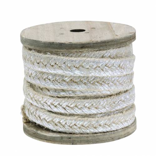 Floristik21 Kordel Breit Jute Silber 10mm 4m