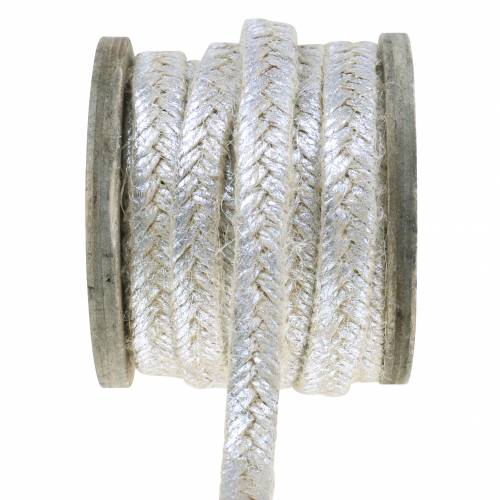 Floristik21 Kordel Breit Jute Silber 10mm 4m