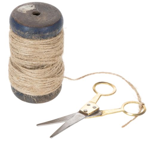 Bandspule Juteband mit Schere Ø5cm H8cm 2St | Floristik21.de