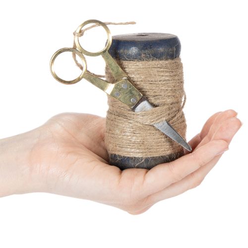 Bandspule Juteband mit Schere Ø5cm H8cm 2St | Floristik21.de