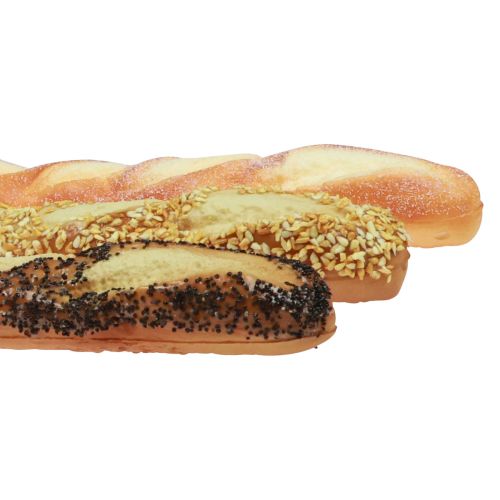 Artikel Baguette Deko-Attrappen für Bäckerei-Schaufenster, Unverwüstliche Brot-Imitate, Sortiment 45cm 3St