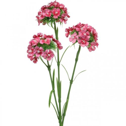 Floristik21 Künstliche Bartnelke Pink Kunstblumen Nelken 55cm Bund à 3St