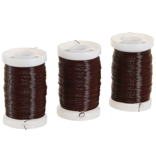 Floristik21 Brauner Basteldraht 0,35mm 100g vielseitig für Floristik und Deko - 3er-Pack