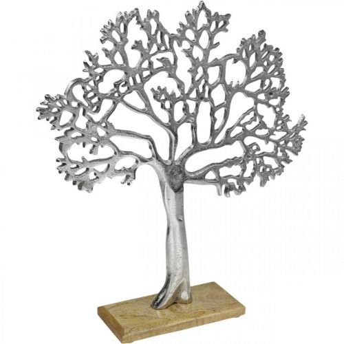 Floristik21 Deko Baum Metall groß, Metallbaum Silber Holz H42,5cm