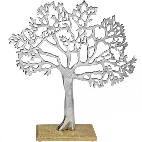 Floristik21 Deko Baum Metall groß, Metallbaum Silber Holz H42,5cm