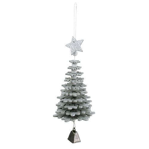 Floristik21 Baum zum Hängen mit Glocke Silber 29cm