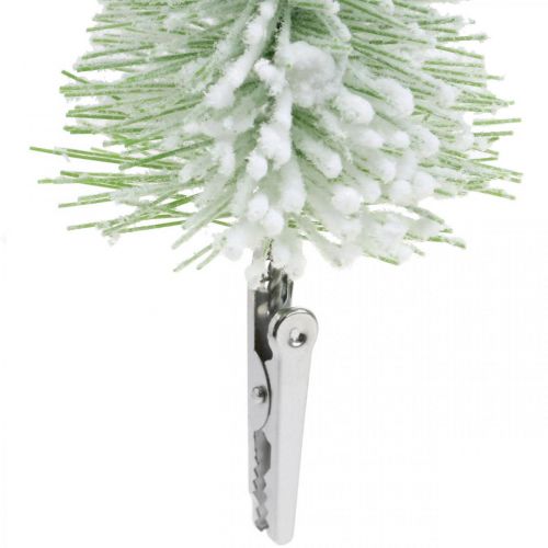 Floristik21 Weihnachtsdeko Tannenbaum beschneit Klammer Grün H13/19cm 4 St