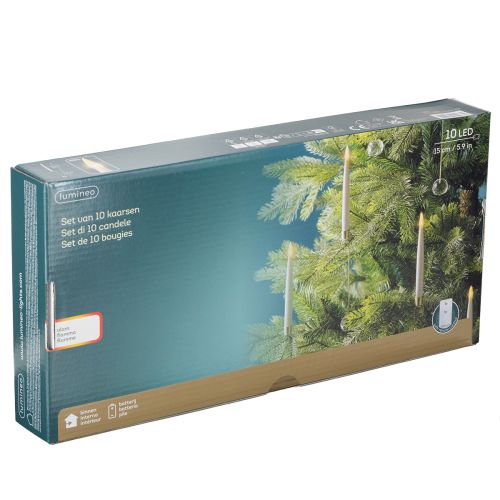 Artikel LED Baumkerzen mit Kristallgewicht, Flackereffekt und Fernbedienung – 31 cm, 10er-Set, gelbes Licht