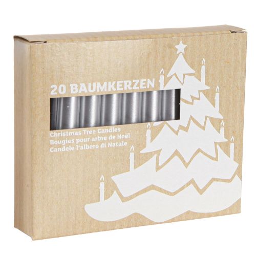 Artikel Silberne Baumkerzen Weihnachten 13x105mm 20er Set - Festlicher Glanz &amp; Eleganz