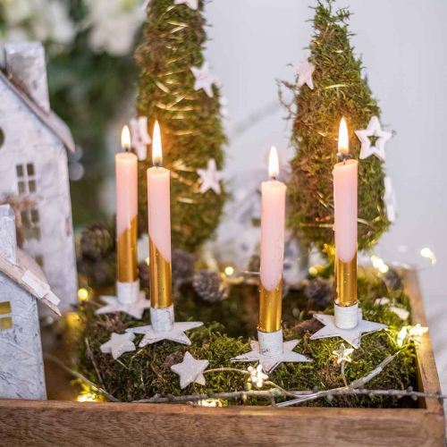 Floristik21 Baumkerzenhalter, Weihnachten, Stern zum Stecken, Kerzendeko aus Metall Weiß Shabby Chic Ø5cm