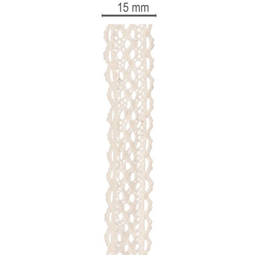Spitzenband Baumwolle Creme 15mm x 10m für Dekoration und Handarbeit | Floristik21.de