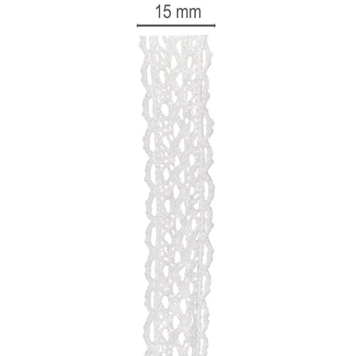 Spitzenband Baumwolle Weiß 15mm x 10m | Floristik21.de