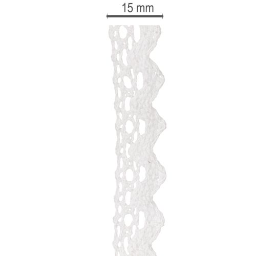 Dekoband Spitze Baumwolle Weiß 15mm x 10m | Floristik21.de