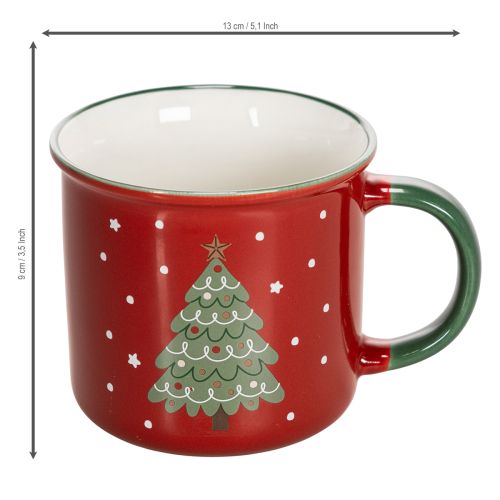 Keramiktasse Rot mit Tannenbaum-Motiv, 9 cm | Floristik21.de
