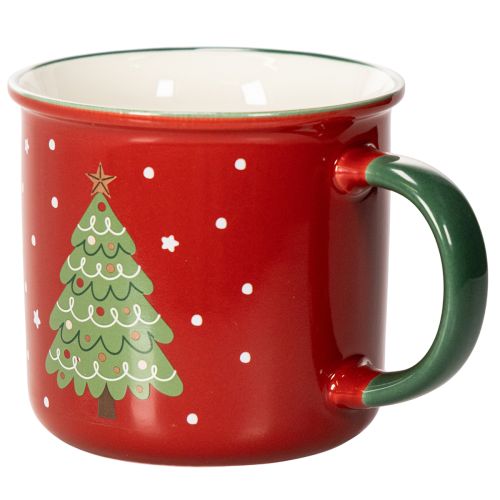 Keramiktasse Rot mit Tannenbaum-Motiv, 9 cm | Floristik21.de