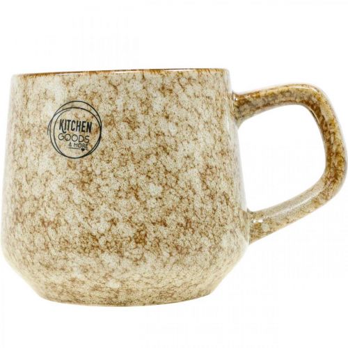 Floristik21 Steingut Tasse Becher mit Henkel Braun, Beige 9,5cm 2St