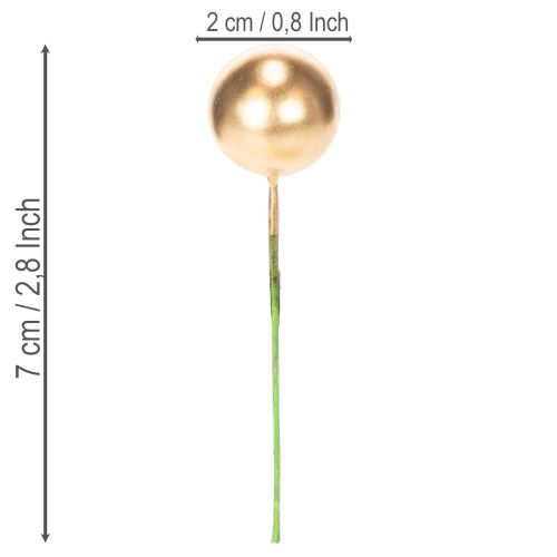 Goldene Kunststoffkugeln am Draht 2 cm für Dekorationen 48 Stück | Floristik21.de