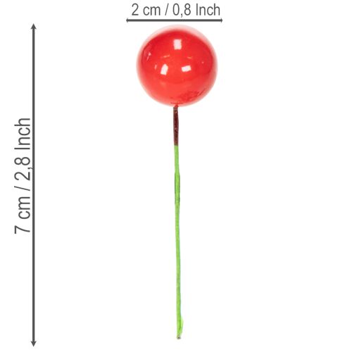 Künstliche rote Beeren mit Draht 2cm Ø – 48 Stück für Innenbereich | Floristik21.de