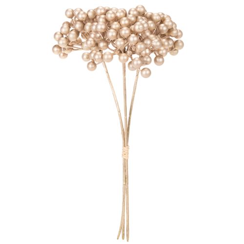 Künstlicher Beerenzweig Kunststoff Champagner 28cm 3er-Set Innenbereich | Floristik21.de