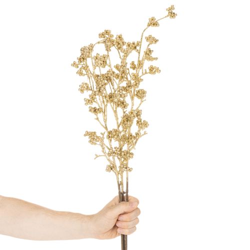 Künstlicher Beerenzweig Kunststoff Gold 70 cm 3er-Set Innenbereich | Floristik21.de