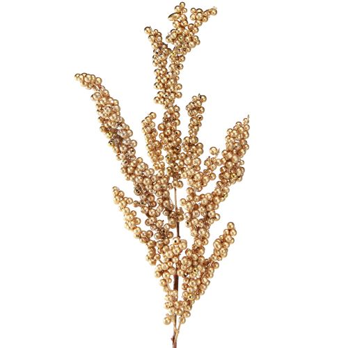 Floristik21 Beerenzweig mit goldenen Beeren - Edle Weihnachtsdeko 70cm - Festlicher Glanz für Tisch & Raum