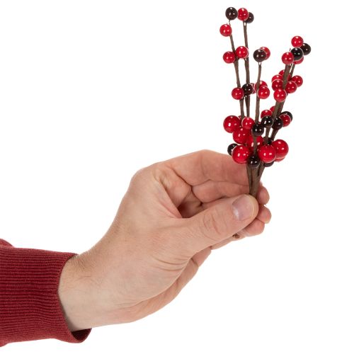Künstlicher Zweig mit roten Beeren 15 cm, 6er-Set | Floristik21.de