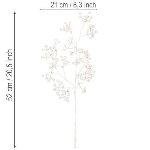 Künstlicher Beerenzweig aus Kunststoff Weiß 52cm für Innenbereich | Floristik21.de