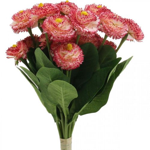 Artikel Kunstblume, künstliche Bellis im Bund, Gänseblümchen Weiß-Pink L32cm 10 St