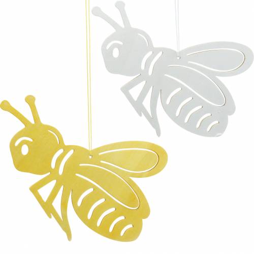 Floristik21 Holzfigur Biene, Frühlingsdeko, Honigbiene zum Aufhängen, Deko-Insekt 6St