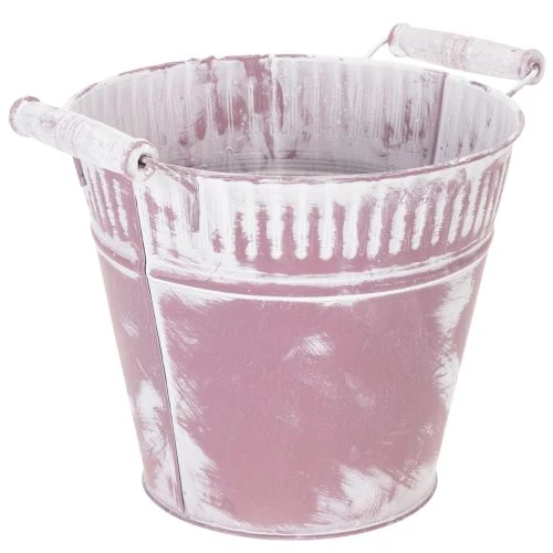 Blecheimer Lila weiß gewaschen Ø19cm H17cm 1 St | Floristik21.de