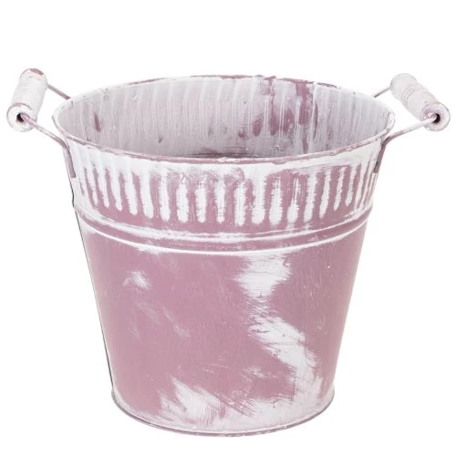 Blecheimer Lila weiß gewaschen Ø19cm H17cm 1 St