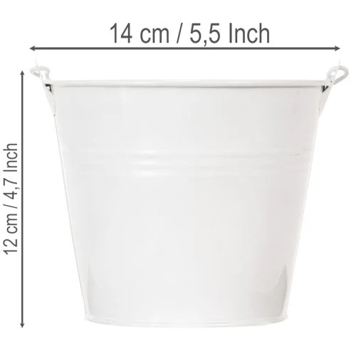 Blecheimer Weiß Ø14cm H12cm 6 St | Floristik21.de