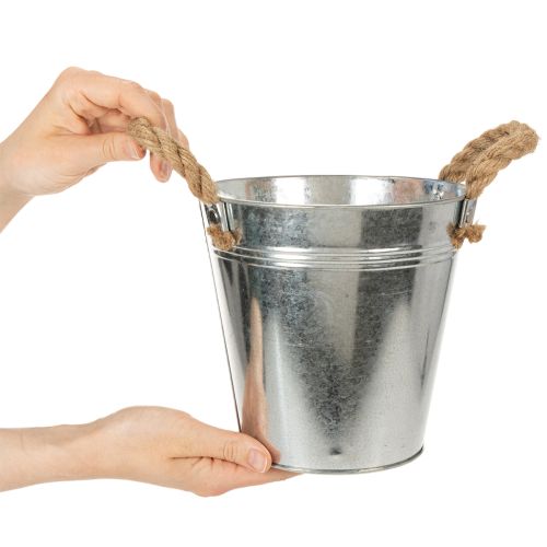 Blecheimer mit Seilgriffen glänzend Ø18cm | Floristik21.de