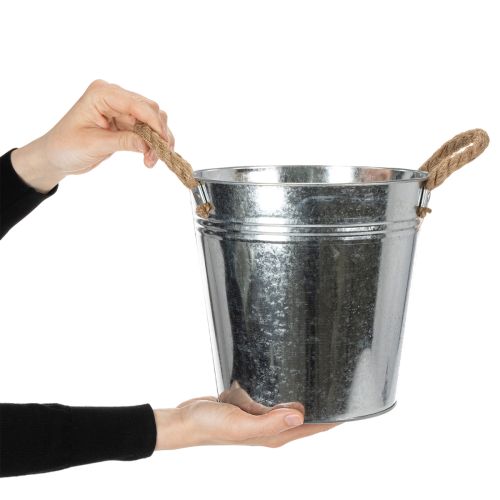 Blecheimer mit Seilgriffen glänzend Ø22cm | Floristik21.de