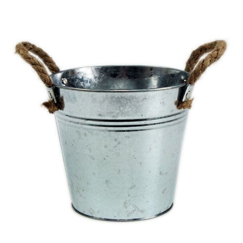 Artikel Deko Eimer Blumentopf Metall mit Seilgriffen Ø20cm