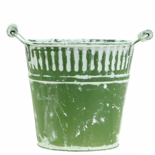 Blecheimer Grün weißgewaschen Ø13cm H12cm 1St