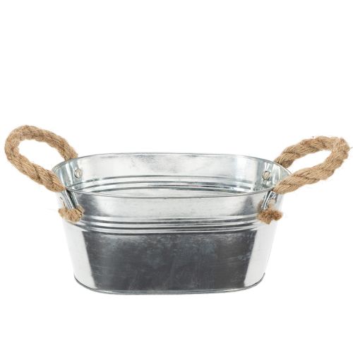 Blechschale mit Seilgriffen Silber 22cm H10cm einkaufen | Floristik21.de