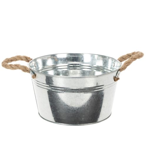 Blechschale mit Seilgriffen glänzend Ø22cm einkaufen | Floristik21.de
