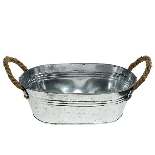 Floristik21 Blechschale oval Silber 30cm x 17cm x 10cm