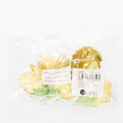 Artikel Metallblüte hängend 6cm Gelb-Grün Set 6 Stück