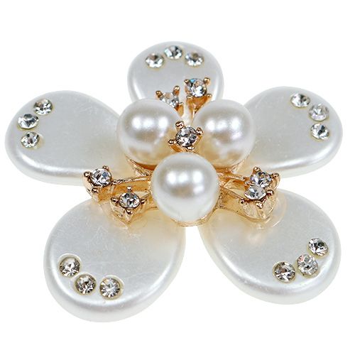 Artikel Blüte mit Perlen in Creme Ø4cm 8St