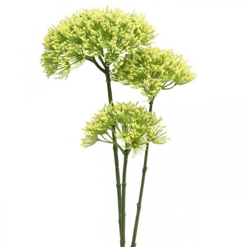 Floristik21 Künstlicher Blütenzweig Gelber Fenchel Kunstzweig mit 3 Blüten 85cm